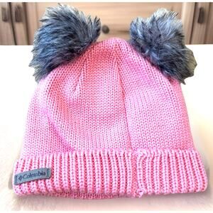 Pink Columbia Youth Snow Pom Beanie Cat Ears One Size Columbia Pink Double Pom